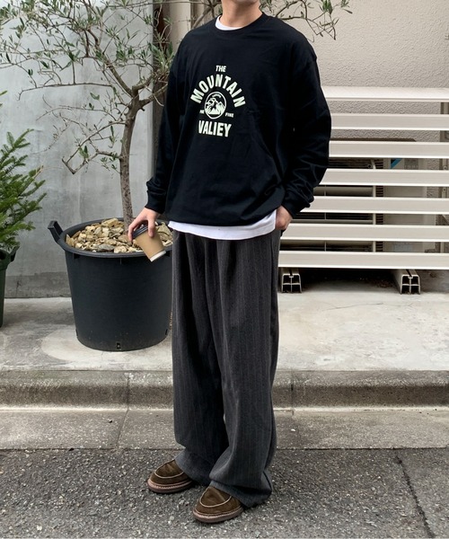 link lot(リンクロット)の「【カラバリ豊富】マウンテンサークル ルーズシルエット フロントロゴ ロンT(Tシャツ/カットソー・メンズ・ブラック/ブルー/ホワイト/ネイビー/ダークグレー/ベージュ・M/L)」の17枚目の写真
