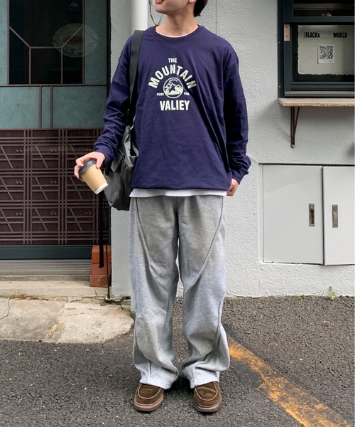 link lot(リンクロット)の「【カラバリ豊富】マウンテンサークル ルーズシルエット フロントロゴ ロンT(Tシャツ/カットソー・メンズ・ブラック/ブルー/ホワイト/ネイビー/ダークグレー/ベージュ・M/L)」の22枚目の写真