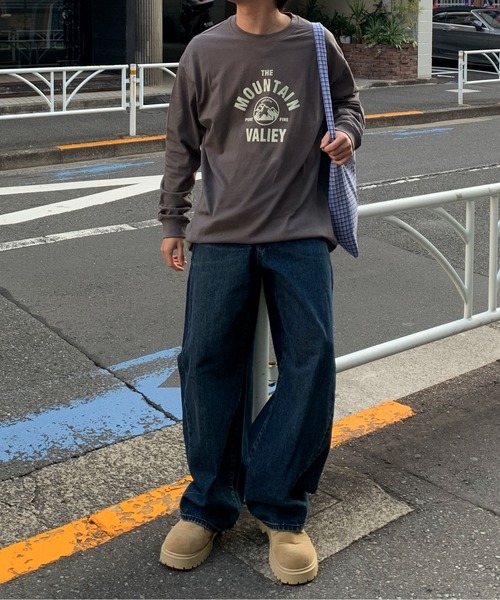 link lot(リンクロット)の「【カラバリ豊富】マウンテンサークル ルーズシルエット フロントロゴ ロンT(Tシャツ/カットソー・メンズ・ブラック/ブルー/ホワイト/ネイビー/ダークグレー/ベージュ・M/L)」の19枚目の写真