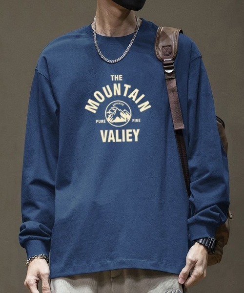link lot(リンクロット)の「【カラバリ豊富】マウンテンサークル ルーズシルエット フロントロゴ ロンT(Tシャツ/カットソー・メンズ・ブラック/ブルー/ホワイト/ネイビー/ダークグレー/ベージュ・M/L)」の7枚目の写真