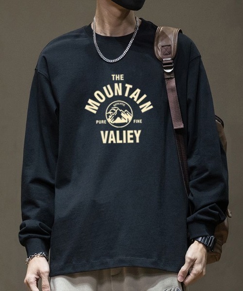 link lot(リンクロット)の「【カラバリ豊富】マウンテンサークル ルーズシルエット フロントロゴ ロンT(Tシャツ/カットソー・メンズ・ブラック/ブルー/ホワイト/ネイビー/ダークグレー/ベージュ・M/L)」の8枚目の写真