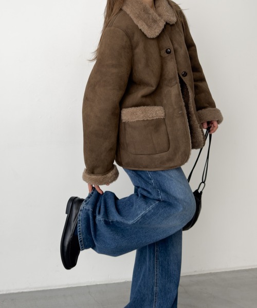 CANAL JEAN(キャナルジーン)の「diggity フェイクムートンジャケット(ムートンコート・レディース・カーキ・ONE SIZE)」の3枚目の写真