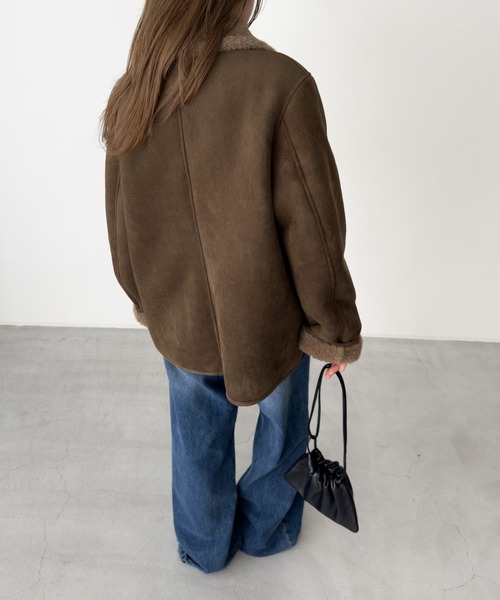 CANAL JEAN(キャナルジーン)の「diggity フェイクムートンジャケット(ムートンコート・レディース・カーキ・ONE SIZE)」の4枚目の写真