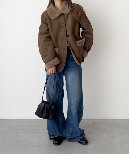 CANAL JEAN(キャナルジーン)の「diggity フェイクムートンジャケット(ムートンコート・レディース・カーキ・ONE SIZE)」の5枚目の写真