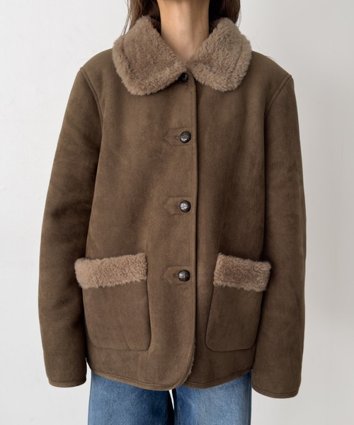 CANAL JEAN(キャナルジーン)の「diggity フェイクムートンジャケット(ムートンコート・レディース・カーキ・ONE SIZE)」の6枚目の写真