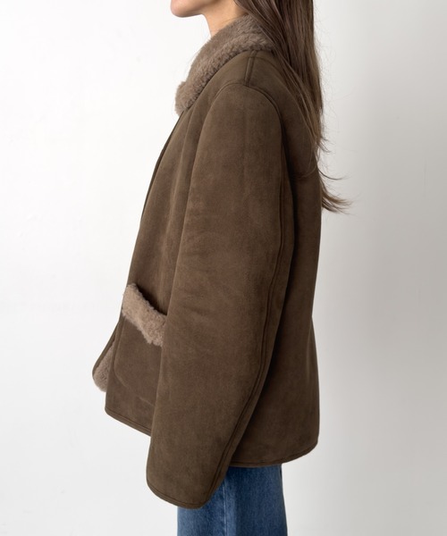 CANAL JEAN(キャナルジーン)の「diggity フェイクムートンジャケット(ムートンコート・レディース・カーキ・ONE SIZE)」の7枚目の写真