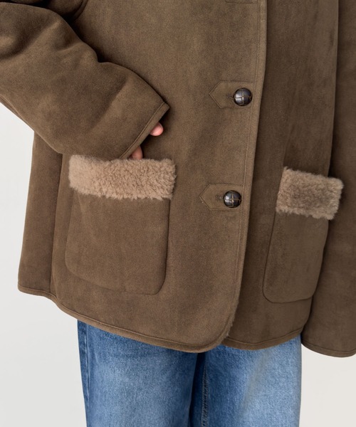 CANAL JEAN(キャナルジーン)の「diggity フェイクムートンジャケット(ムートンコート・レディース・カーキ・ONE SIZE)」の10枚目の写真