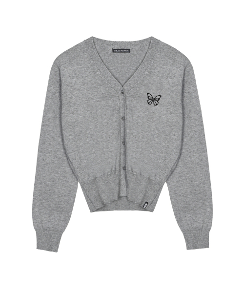 NICK&NICOLE（ニックアンドニコール）の「MINI BUTTERFLY SOFT V-CARDIGAN_GRAY BLACK（カーディガン/ボレロ・レディース・その他・FREE）」の4枚目の写真