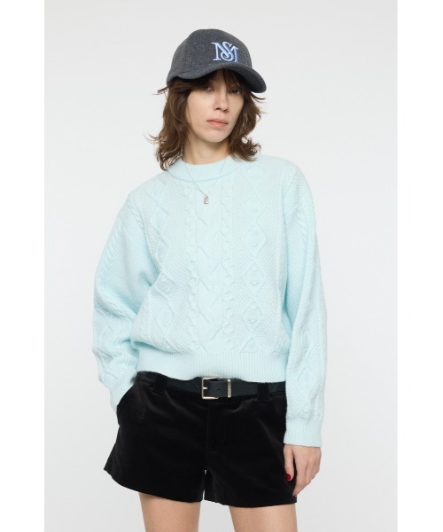 MOUSSY(マウジー)の「POPCORN CABLE セーター(ニット/セーター・レディース・ライトベージュ/ライトブルー/杢グレー・FREE)」の3枚目の写真