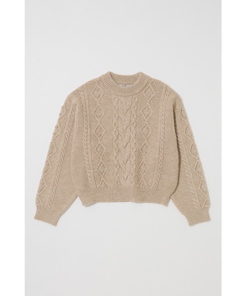 MOUSSY(マウジー)の「POPCORN CABLE セーター(ニット/セーター・レディース・ライトベージュ/ライトブルー/杢グレー・FREE)」の4枚目の写真