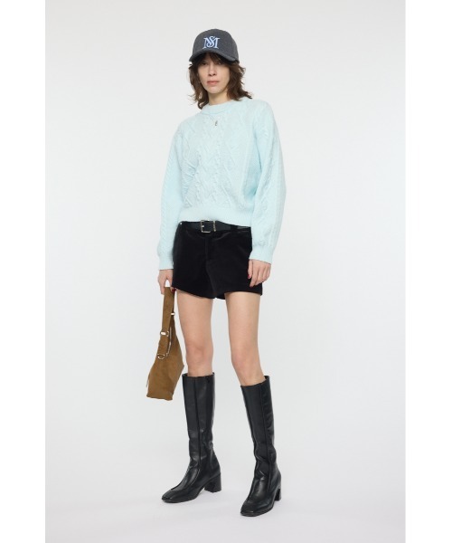 MOUSSY(マウジー)の「POPCORN CABLE セーター(ニット/セーター・レディース・ライトベージュ/ライトブルー/杢グレー・FREE)」の7枚目の写真