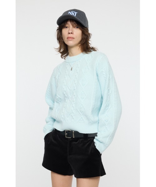 MOUSSY(マウジー)の「POPCORN CABLE セーター(ニット/セーター・レディース・ライトベージュ/ライトブルー/杢グレー・FREE)」の10枚目の写真