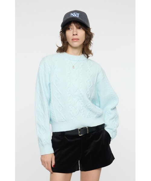 MOUSSY(マウジー)の「POPCORN CABLE セーター(ニット/セーター・レディース・ライトベージュ/ライトブルー/杢グレー・FREE)」の11枚目の写真