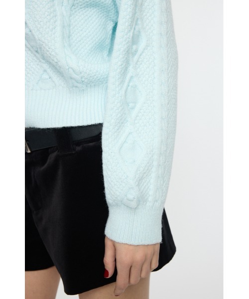 MOUSSY(マウジー)の「POPCORN CABLE セーター(ニット/セーター・レディース・ライトベージュ/ライトブルー/杢グレー・FREE)」の15枚目の写真