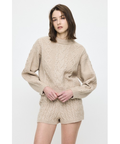 MOUSSY(マウジー)の「POPCORN CABLE セーター(ニット/セーター・レディース・ライトベージュ/ライトブルー/杢グレー・FREE)」の20枚目の写真