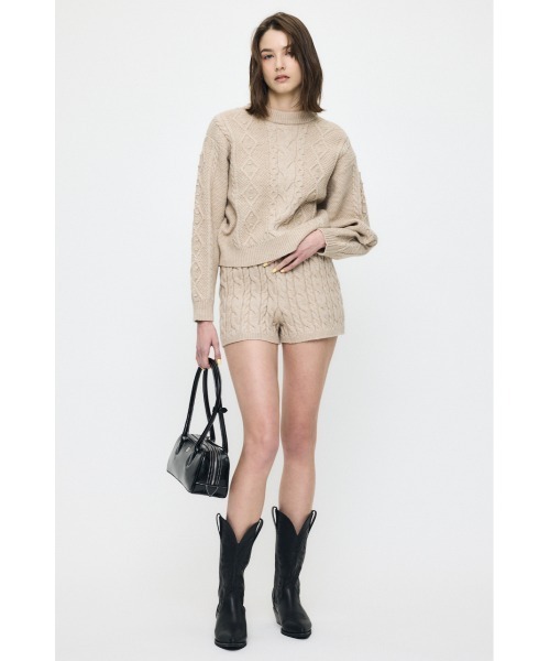 MOUSSY(マウジー)の「POPCORN CABLE セーター(ニット/セーター・レディース・ライトベージュ/ライトブルー/杢グレー・FREE)」の22枚目の写真