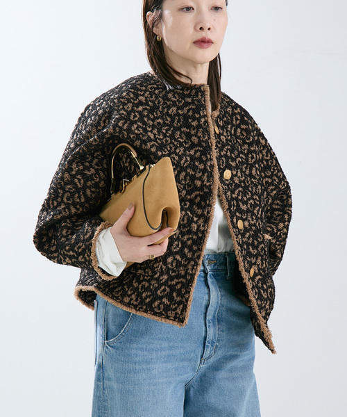 journal standard L'essage(ジャーナルスタンダードレサージュ)の「【SP】GIOLICA LEOPARDドルマンジャケット(ノーカラージャケット・レディース・ブラック・FREE)」の14枚目の写真