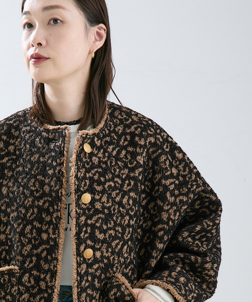 journal standard L'essage(ジャーナルスタンダードレサージュ)の「【SP】GIOLICA LEOPARDドルマンジャケット(ノーカラージャケット・レディース・ブラック・FREE)」の12枚目の写真