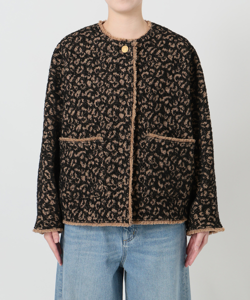 journal standard L'essage(ジャーナルスタンダードレサージュ)の「【SP】GIOLICA LEOPARDドルマンジャケット(ノーカラージャケット・レディース・ブラック・FREE)」の11枚目の写真