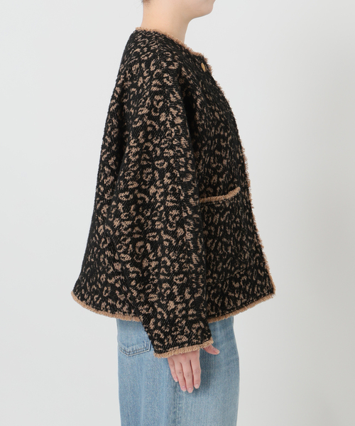 journal standard L'essage(ジャーナルスタンダードレサージュ)の「【SP】GIOLICA LEOPARDドルマンジャケット(ノーカラージャケット・レディース・ブラック・FREE)」の8枚目の写真