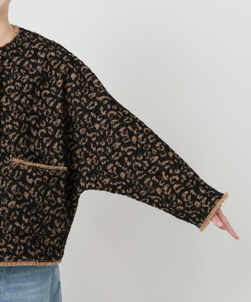 journal standard L'essage(ジャーナルスタンダードレサージュ)の「【SP】GIOLICA LEOPARDドルマンジャケット(ノーカラージャケット・レディース・ブラック・FREE)」の7枚目の写真