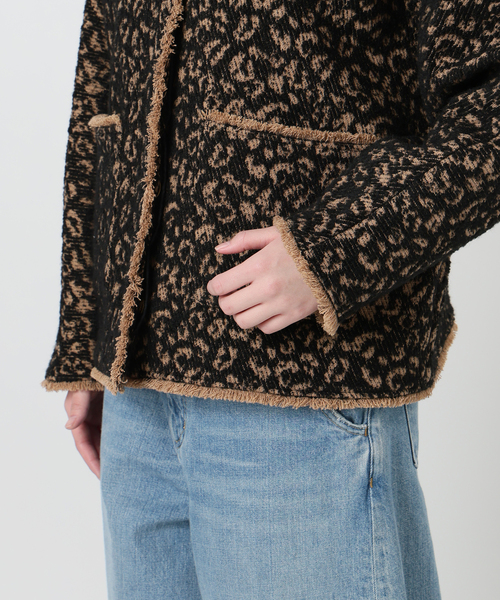 journal standard L'essage(ジャーナルスタンダードレサージュ)の「【SP】GIOLICA LEOPARDドルマンジャケット(ノーカラージャケット・レディース・ブラック・FREE)」の6枚目の写真