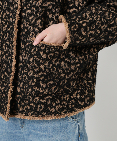 journal standard L'essage(ジャーナルスタンダードレサージュ)の「【SP】GIOLICA LEOPARDドルマンジャケット(ノーカラージャケット・レディース・ブラック・FREE)」の5枚目の写真