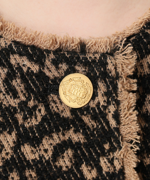 journal standard L'essage(ジャーナルスタンダードレサージュ)の「【SP】GIOLICA LEOPARDドルマンジャケット(ノーカラージャケット・レディース・ブラック・FREE)」の4枚目の写真