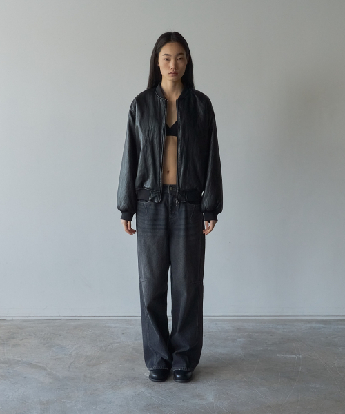 LETOILE(レトワール)の「CURVED LINE WIDE DENIM PANTS(デニムパンツ・レディース・グレー・SMALL/MEDIUM)」の4枚目の写真