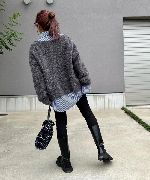 merrylatte(メリーラテ)の「アンバランスヘムストレッチ デニムpt【Primaras】(デニムパンツ・レディース・ブラウン/ブラック/ベージュ・M/S/L)」の16枚目の写真