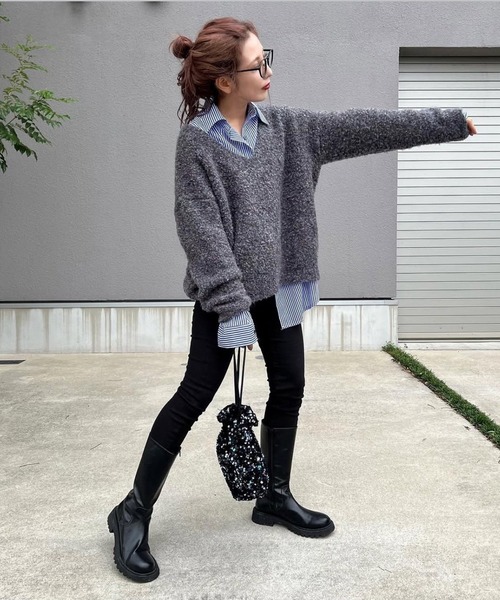 merrylatte(メリーラテ)の「アンバランスヘムストレッチ デニムpt【Primaras】(デニムパンツ・レディース・ブラウン/ブラック/ベージュ・M/S/L)」の20枚目の写真