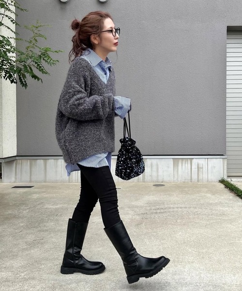 merrylatte(メリーラテ)の「アンバランスヘムストレッチ デニムpt【Primaras】(デニムパンツ・レディース・ブラウン/ブラック/ベージュ・M/S/L)」の21枚目の写真