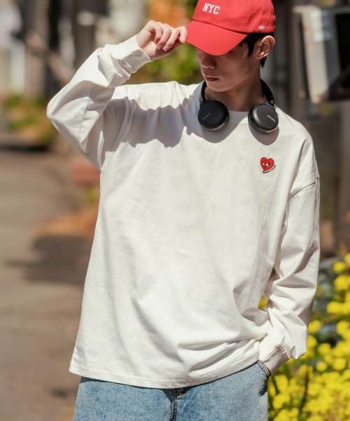 En serio TOKYO（エンソリオトーキョー）の「【SIDEWAYSTANCE】刺しゅうハート長袖Tシャツ（Tシャツ/カットソー・メンズ・グレー系その他2/グリーン系その他2/ブラック系その他2/ホワイト系その他2・SMALL/MEDIUM/LARGE/X-LARGE）」の5枚目の写真