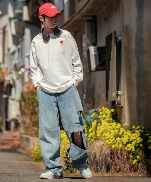 En serio TOKYO（エンソリオトーキョー）の「【SIDEWAYSTANCE】刺しゅうハート長袖Tシャツ（Tシャツ/カットソー・メンズ・グレー系その他2/グリーン系その他2/ブラック系その他2/ホワイト系その他2・SMALL/MEDIUM/LARGE/X-LARGE）」の8枚目の写真