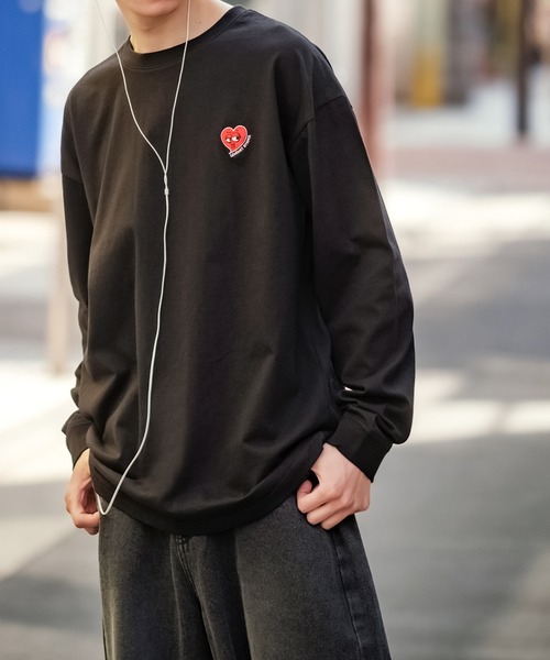 En serio TOKYO（エンソリオトーキョー）の「【SIDEWAYSTANCE】刺しゅうハート長袖Tシャツ（Tシャツ/カットソー・メンズ・グレー系その他2/グリーン系その他2/ブラック系その他2/ホワイト系その他2・SMALL/MEDIUM/LARGE/X-LARGE）」の10枚目の写真