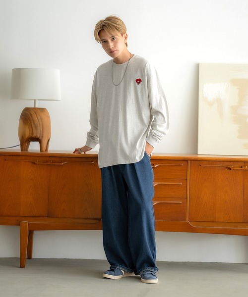 En serio TOKYO（エンソリオトーキョー）の「【SIDEWAYSTANCE】刺しゅうハート長袖Tシャツ（Tシャツ/カットソー・メンズ・グレー系その他2/グリーン系その他2/ブラック系その他2/ホワイト系その他2・SMALL/MEDIUM/LARGE/X-LARGE）」の15枚目の写真