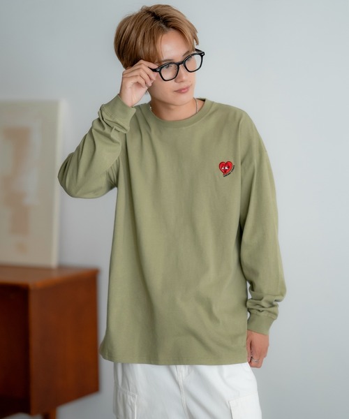 En serio TOKYO（エンソリオトーキョー）の「【SIDEWAYSTANCE】刺しゅうハート長袖Tシャツ（Tシャツ/カットソー・メンズ・グレー系その他2/グリーン系その他2/ブラック系その他2/ホワイト系その他2・SMALL/MEDIUM/LARGE/X-LARGE）」の16枚目の写真