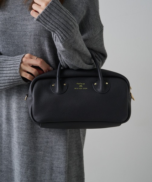 PUAL CE CIN(ピュアルセシン)の「レザー2WAYバッグ(トートバッグ・レディース・ブラック/グレイッシュベージュ・FREE)」の1枚目の写真