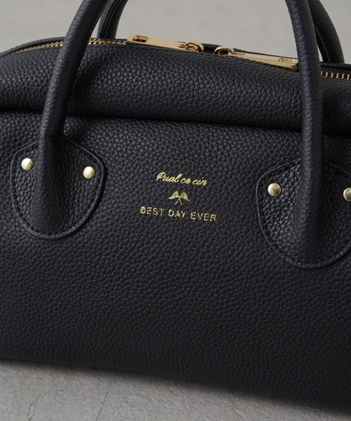 PUAL CE CIN(ピュアルセシン)の「レザー2WAYバッグ(トートバッグ・レディース・ブラック/グレイッシュベージュ・FREE)」の3枚目の写真