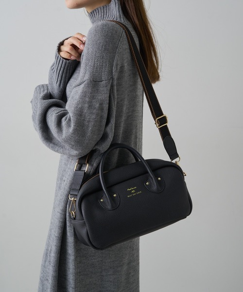 PUAL CE CIN(ピュアルセシン)の「レザー2WAYバッグ(トートバッグ・レディース・ブラック/グレイッシュベージュ・FREE)」の9枚目の写真