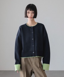 LOWRYS FARM | バイカラークルーカーディガン　636133(カーディガン/ボレロ)