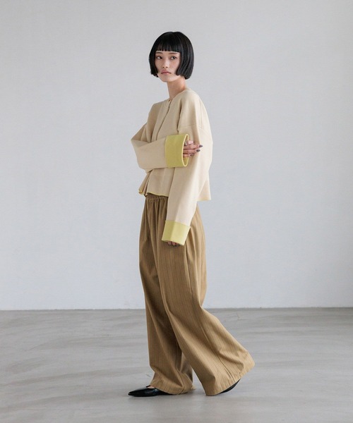 LOWRYS FARM（ローリーズファーム）の「バイカラークルーカーディガン　636133（カーディガン/ボレロ・レディース・ブラウン/アイボリー/ネイビー・FREE）」の6枚目の写真