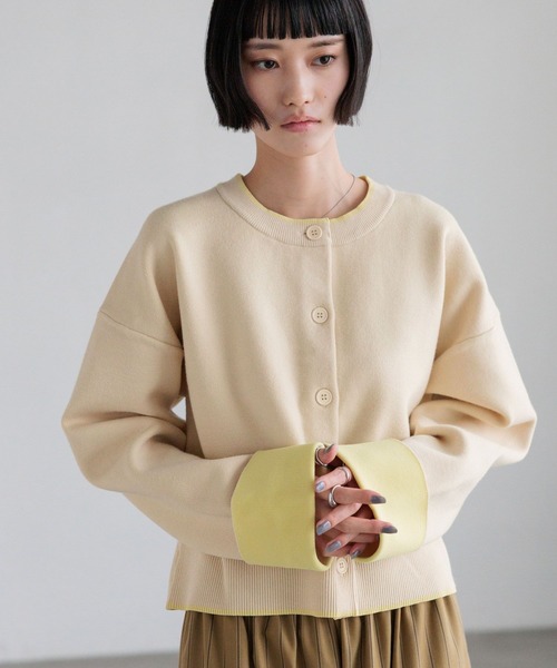 LOWRYS FARM（ローリーズファーム）の「バイカラークルーカーディガン　636133（カーディガン/ボレロ・レディース・ブラウン/アイボリー/ネイビー・FREE）」の9枚目の写真