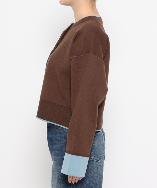 LOWRYS FARM（ローリーズファーム）の「バイカラークルーカーディガン　636133（カーディガン/ボレロ・レディース・ブラウン/アイボリー/ネイビー・FREE）」の16枚目の写真