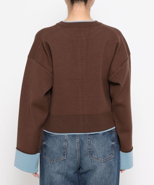 LOWRYS FARM（ローリーズファーム）の「バイカラークルーカーディガン　636133（カーディガン/ボレロ・レディース・ブラウン/アイボリー/ネイビー・FREE）」の17枚目の写真