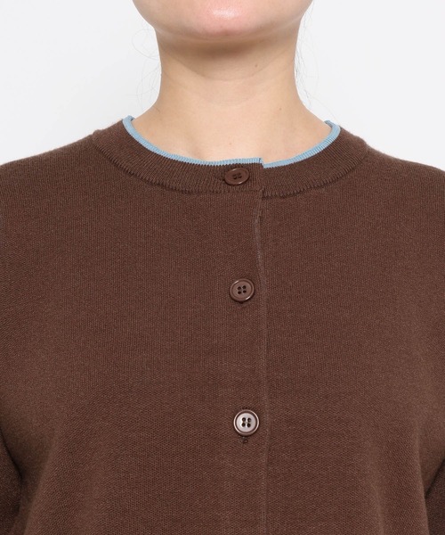 LOWRYS FARM（ローリーズファーム）の「バイカラークルーカーディガン　636133（カーディガン/ボレロ・レディース・ブラウン/アイボリー/ネイビー・FREE）」の18枚目の写真