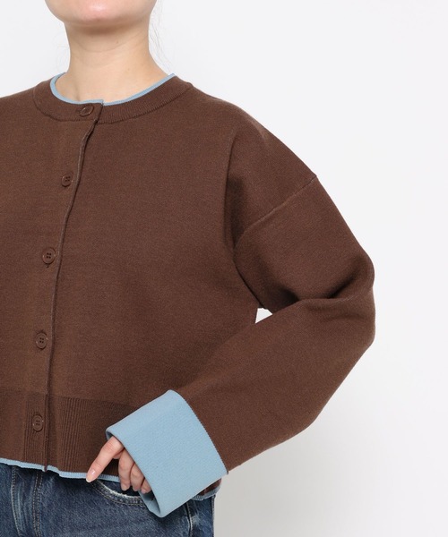 LOWRYS FARM（ローリーズファーム）の「バイカラークルーカーディガン　636133（カーディガン/ボレロ・レディース・ブラウン/アイボリー/ネイビー・FREE）」の19枚目の写真