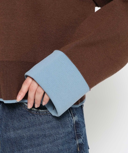 LOWRYS FARM（ローリーズファーム）の「バイカラークルーカーディガン　636133（カーディガン/ボレロ・レディース・ブラウン/アイボリー/ネイビー・FREE）」の20枚目の写真