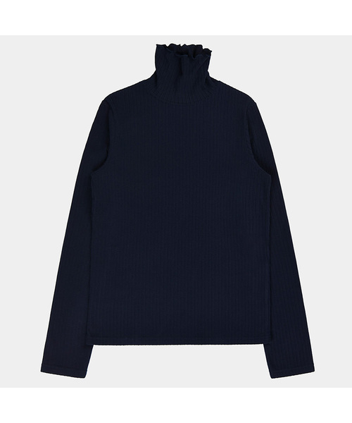PIGMENT(ピグメント)の「パンチングシャーリングフリルネックTシャツ (YZTS2511002)(Tシャツ/カットソー・レディース・ネイビー/アイボリー/ブラック・FREE)」の3枚目の写真