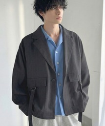 Java（ジャバ）の「《JaVaジャバコラボ》シャツ感覚で羽織れる「軽アウター」ショート丈ポケットデザインテーラードジャケット（ヘリンボーン柄ストライプ）（テーラードジャケット）」